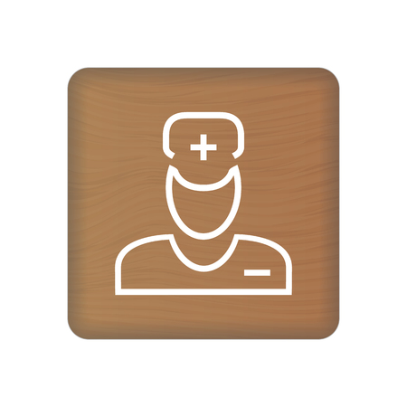 Doctor, Medicine Icon On Wooden Blocks Isolated On A White Background. Vector Illustration. Healthcare Concept.のイラスト素材