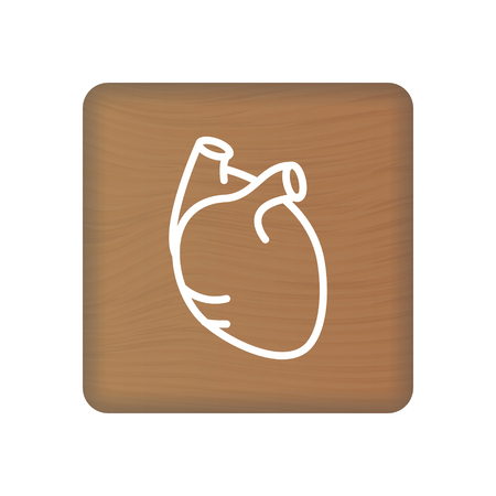 Human Heart Icon. An Internal Organ Vector. Human Anatomy Illustration. Sign Symbol For Medical Presentation On Wooden Blocks Isolated On A White Background. Vector Illustration. Healthcare Concept.のイラスト素材