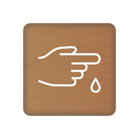Finger With Blood Drop Vector Icon. Linear Style Sign For Mobile Concept And Web Design. Blood Donation Symbol, Logo Illustration On Wooden Blocks Isolated On A White Background. Vector Illustration. Healthcare Concept.のイラスト素材