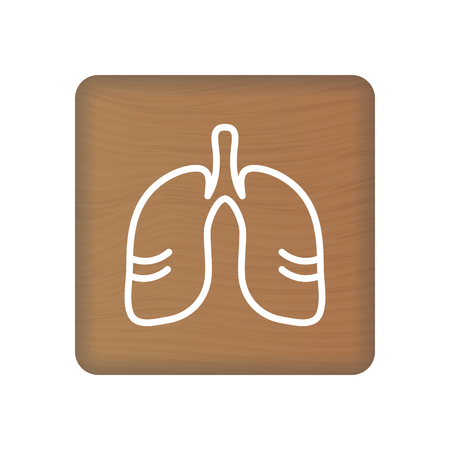 Human Lungs Icon. An Internal Organ Vector. Human Anatomy Illustration. Sign Symbol For Medical Presentation On Wooden Blocks Isolated On A White Background. Vector Illustration. Healthcare Concept.のイラスト素材