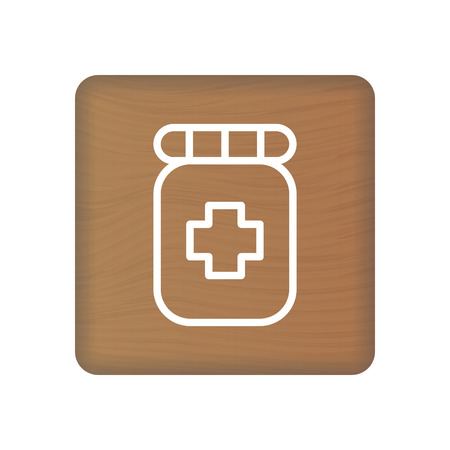 Pharmacy Icon On Wooden Blocks Isolated On A White Background. Vector Illustration. Healthcare Concept.のイラスト素材