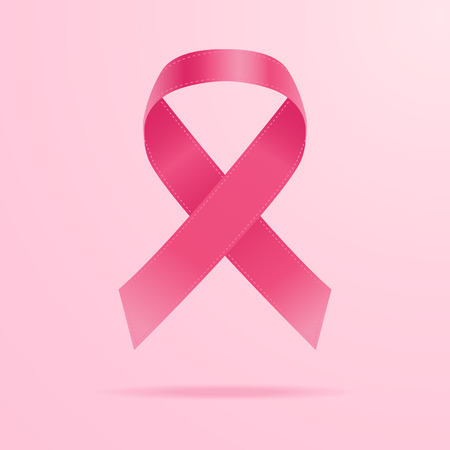 Realistic Pink Ribbon, Breast Cancer Awareness Symbol Isolated On A Background. Vector Illustration. Healthcare Concept.のイラスト素材