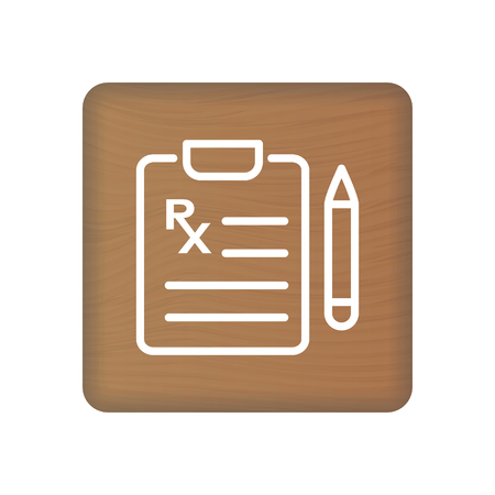 Prescription Icon On Wooden Blocks Isolated On A White Background. Vector Illustration. Healthcare Concept.のイラスト素材
