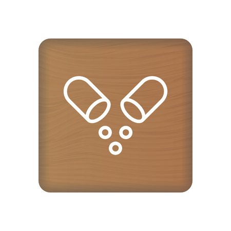 Vitamin Icon On Wooden Blocks Isolated On A White Background. Vector Illustration. Healthcare Concept.のイラスト素材