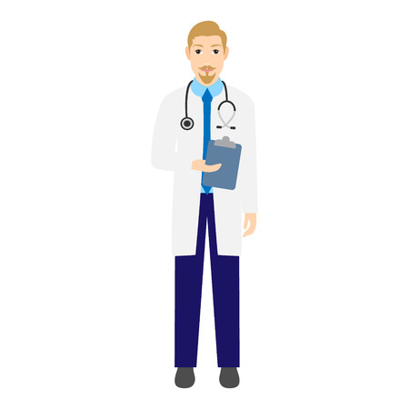 Young Doctor with stethoscope. Vector illustration. Medical conceptのイラスト素材