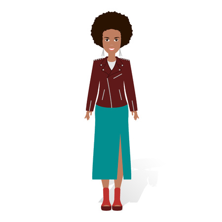 African American pretty girl. Vector Illustration of Black Woman with afro hairstyle. Great for avatars.のイラスト素材