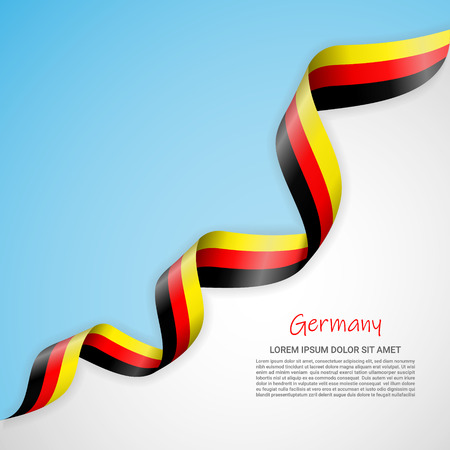 Vector banner in white and blue colors and waving ribbon with flag of Germany. Template for poster design, brochures, printed materials, logos, independence day. National flagsのイラスト素材