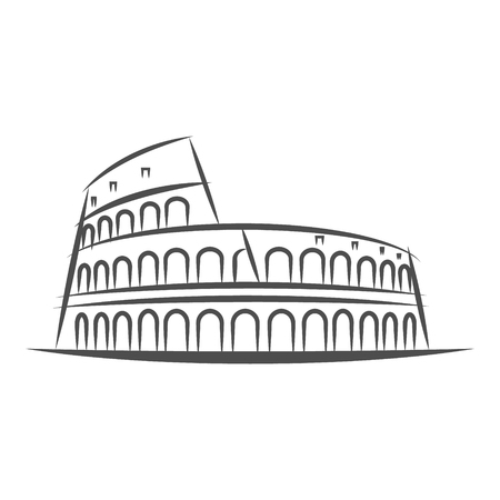 Rome city line style illustration. Colosseum famous landmark in Rome. Architecture city symbol of Italy. Outline building vector illustration. Travel and tourism vector illustration. Eps 10のイラスト素材
