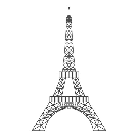 Modern vector illustration of Eiffel Tower. Black vector illustration. Romantic symbol in France. Paris sketched image. Sightseeing concept. Eiffel Tower landmark. Vector illustrationのイラスト素材