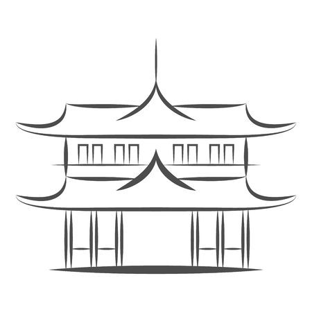 Chinese or japanese or Asian Pagoda building vector icon. Flat sign for mobile concept and web design. Chinese Temple Architecture glyph icon. Travel symbol, logo illustration. Pixel perfect vector graphics, eps10, eps10のイラスト素材