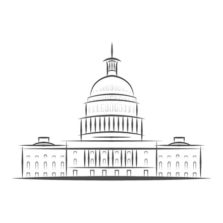 United States Government icon. Capitol building logo. Premium design. Vector thin line icon isolated on white background. Eps 10のイラスト素材