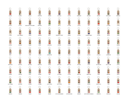 Collection of The World Flags Made In Tagsの写真素材