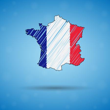 Scribble map of France. Sketch Country map for infographic, brochures and presentations, Stylized sketch map of France. Vector illustration eps 10.のイラスト素材
