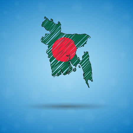 Scribble map of Bangladesh. Sketch Country map for infographic, brochures and presentations, Stylized sketch map of Bangladesh. Vector illustration eps 10.のイラスト素材