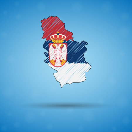 Scribble map of Serbia. Sketch Country map for infographic, brochures and presentations, Stylized sketch map of Serbia. Vector illustration eps 10.のイラスト素材