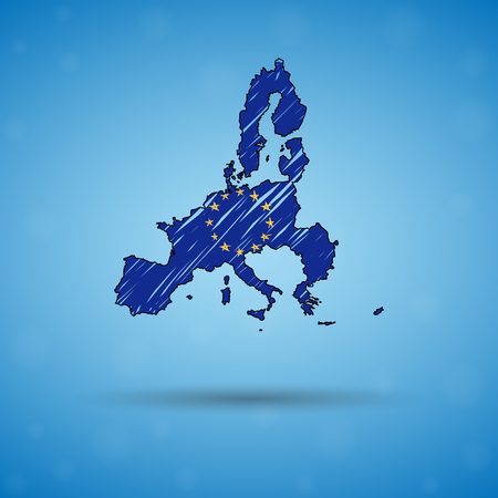 Scribble map of European Union. Sketch Country map for infographic, brochures and presentations, Stylized sketch map of European Union. Vector illustration eps 10.のイラスト素材