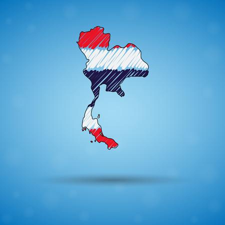 Scribble map of Thailand. Sketch Country map for infographic, brochures and presentations, Stylized sketch map of Thailand. Vector illustration eps 10.のイラスト素材