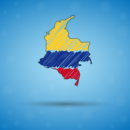 Scribble map of Colombia. Sketch Country map for infographic, brochures and presentations, Stylized sketch map of Colombia. Vector illustration eps 10.のイラスト素材