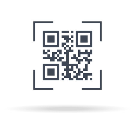 QR scan icon. Concept of encode, matrix, ecommerce, software, access, marketing, scanning. Isolated on white background. Flat style trend modern logo design vector illustration, eps 10のイラスト素材