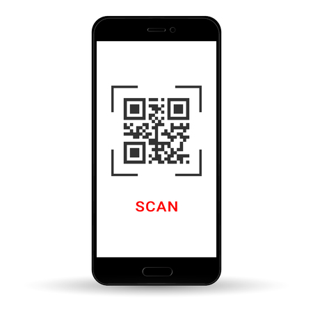 Scan QR code to Mobile Phone. Electronic, digital technology, barcode. Vector illustration, eps 10.のイラスト素材