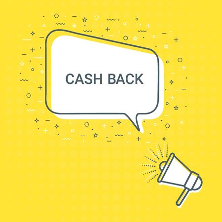 Megaphone With Cash Back Speech Bubble. Loudspeaker. Illustrations For Promotion Marketing For Prints And Posters, Menu Design, Shop Cards, Cafe, Restaurant Badges, Tags, Packaging etc. eps 10のイラスト素材