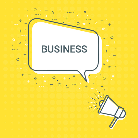 Megaphone With Business Speech Bubble. Loudspeaker. Illustrations For Promotion Marketing For Prints And Posters, Menu Design, Shop Cards, Cafe, Restaurant Badges, Tags, Packaging etc. eps 10のイラスト素材