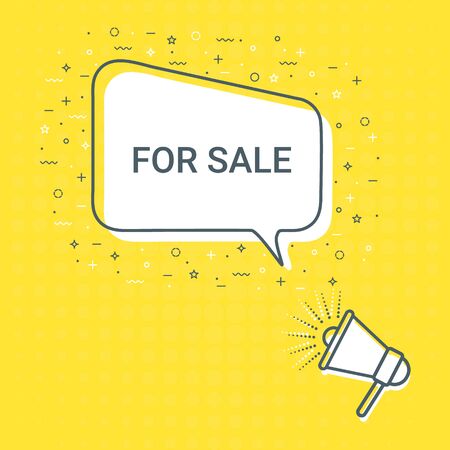 Megaphone With For Sale Speech Bubble. Loudspeaker. Illustrations For Promotion Marketing For Prints And Posters, Menu Design, Shop Cards, Cafe, Restaurant Badges, Tags, Packaging etc. eps 10のイラスト素材
