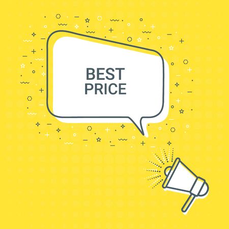 Megaphone With Best Price Speech Bubble. Loudspeaker. Illustrations For Promotion Marketing For Prints And Posters, Menu Design, Shop Cards, Cafe, Restaurant Badges, Tags, Packaging etc. eps 10のイラスト素材