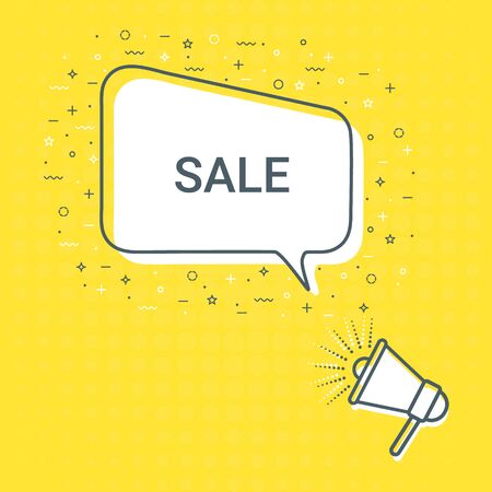 Megaphone With Sale Speech Bubble. Loudspeaker. Illustrations For Promotion Marketing For Prints And Posters, Menu Design, Shop Cards, Cafe, Restaurant Badges, Tags, Packaging etc. eps 10のイラスト素材