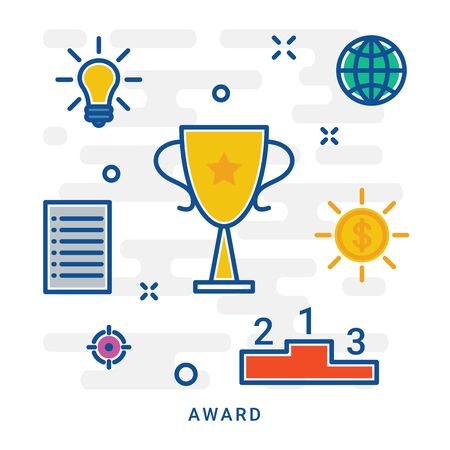 Award, project development concept illustration, icons, background and graphics. The illustration is colorful, flat, vector, pixel perfect, suitable for web and print. Vector illustration, eps 10のイラスト素材