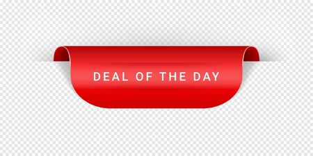 Deal Of The Day Vector Sticker, Tag, Banner, Label, Sign Or Ribbon Realistic Red Origami Style Vector Paper Ribbon For Web Banner Or Print Poster.のイラスト素材