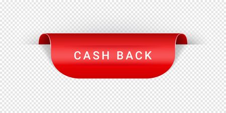 Cash Back Vector Sticker, Tag, Banner, Label, Sign Or Ribbon Realistic Red Origami Style Vector Paper Ribbon For Web Banner Or Print Poster.のイラスト素材
