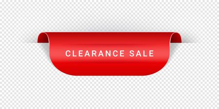 Clearance Sale Vector Sticker, Tag, Banner, Label, Sign Or Ribbon Realistic Red Origami Style Vector Paper Ribbon For Web Banner Or Print Posterのイラスト素材