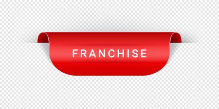 Franchise Vector Sticker, Tag, Banner, Label, Sign Or Ribbon Realistic Red Origami Style Vector Paper Ribbon For Web Banner Or Print Poster.のイラスト素材