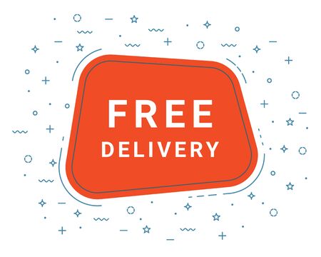 Free Delivery Speech Bubble Banner Sign, Design Template. Business Label Promo Offerのイラスト素材