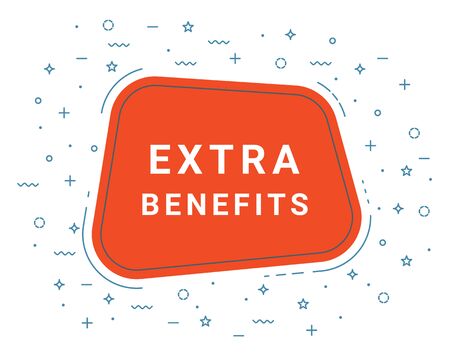 Extra Benefits Speech Bubble Banner Sign, Design Template. Business Label Promo Offer.のイラスト素材
