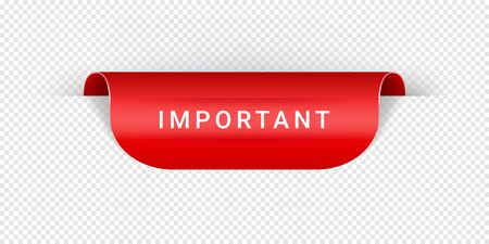 Important Vector Sticker, Tag, Banner, Label, Sign Or Ribbon Realistic Red Origami Style Vector Paper Ribbon For Web Banner Or Print Poster.のイラスト素材