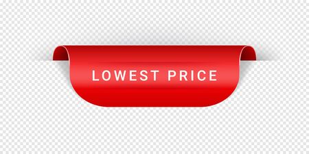 Lowest Price Vector Sticker, Tag, Banner, Label, Sign Or Ribbon Realistic Red Origami Style Vector Paper Ribbon For Web Banner Or Print Posterのイラスト素材