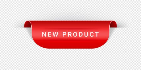 New Product Vector Sticker, Tag, Banner, Label, Sign Or Ribbon Realistic Red Origami Style Vector Paper Ribbon For Web Banner Or Print Poster.のイラスト素材