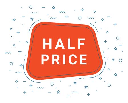 Half Price Speech Bubble Banner Sign, Design Template. Business Label Promo Offer.のイラスト素材