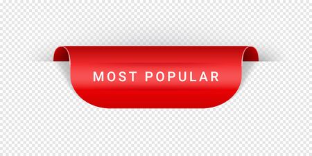 Most Popular Vector Sticker, Tag, Banner, Label, Sign Or Ribbon Realistic Red Origami Style Vector Paper Ribbon For Web Banner Or Print Poster.のイラスト素材