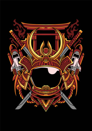 Astronaut shogun ornament for tshirtのイラスト素材
