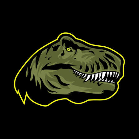 Dinosaur icon on black backgroundのイラスト素材