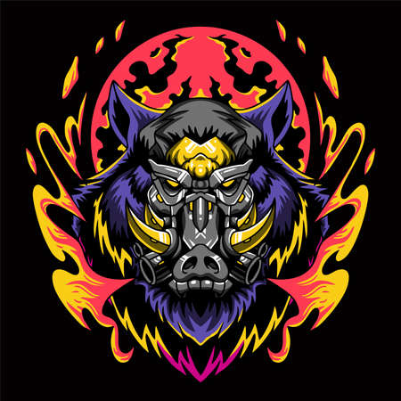 the wild swine, common wild pig iconのイラスト素材