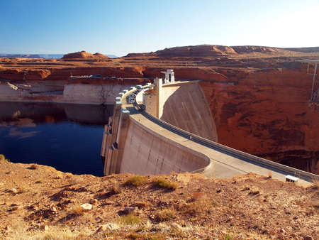 Glen Canyon Dam and Lake Powell in Arizonaの写真素材