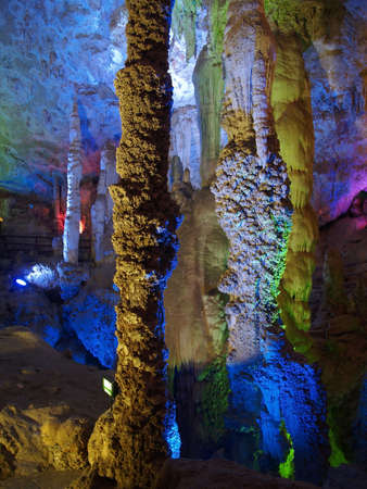 Cave interior with light in yunnan Chnia の写真素材