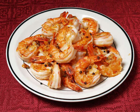 Broiled jumbo shrimps with seasoningの写真素材