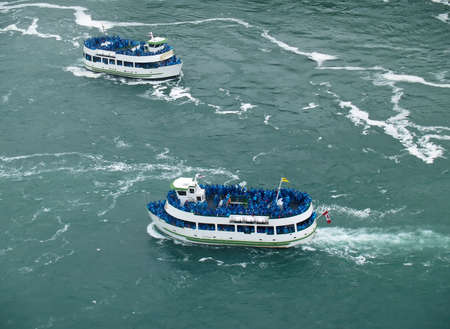 a boat tour of the Niagara Falls の写真素材