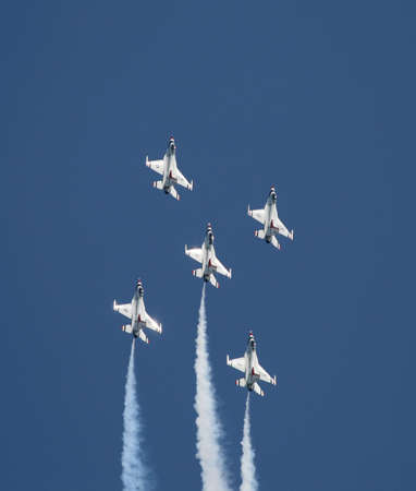 A fighter formation at a air showの写真素材