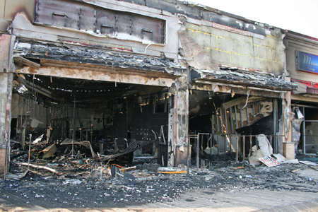 A fire destroyed five stores on the Atlantic City Board Walkの写真素材